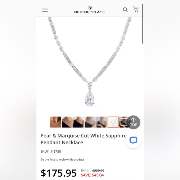 Pear & Marquise Cut White Sapphire Pendant Necklace 925 Sterling Silver - Picture 7 of 7